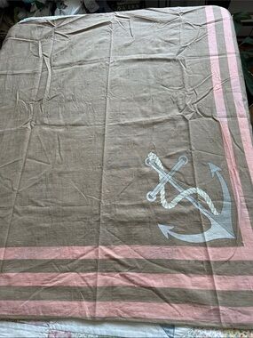 X—Perry Ellis Pink and Brown Anchor Print Scarf